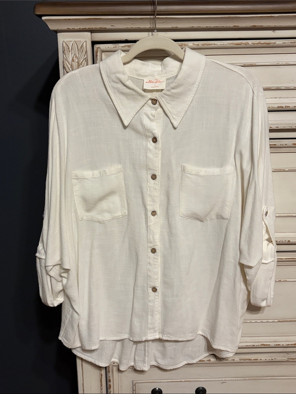 Maeve Women's Cream Button-Front Relaxed Shirt